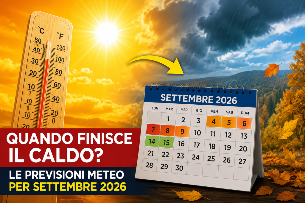 Quando finisce il caldo? Previsioni meteo per settembre 2026 con temperature elevate e possibile arrivo del fresco